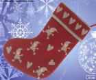Χριστούγεννα κάλτσα διακοσμημένα με νεράιδες και καρδιές